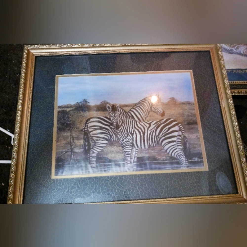 Vintage home interior framed safari paintings